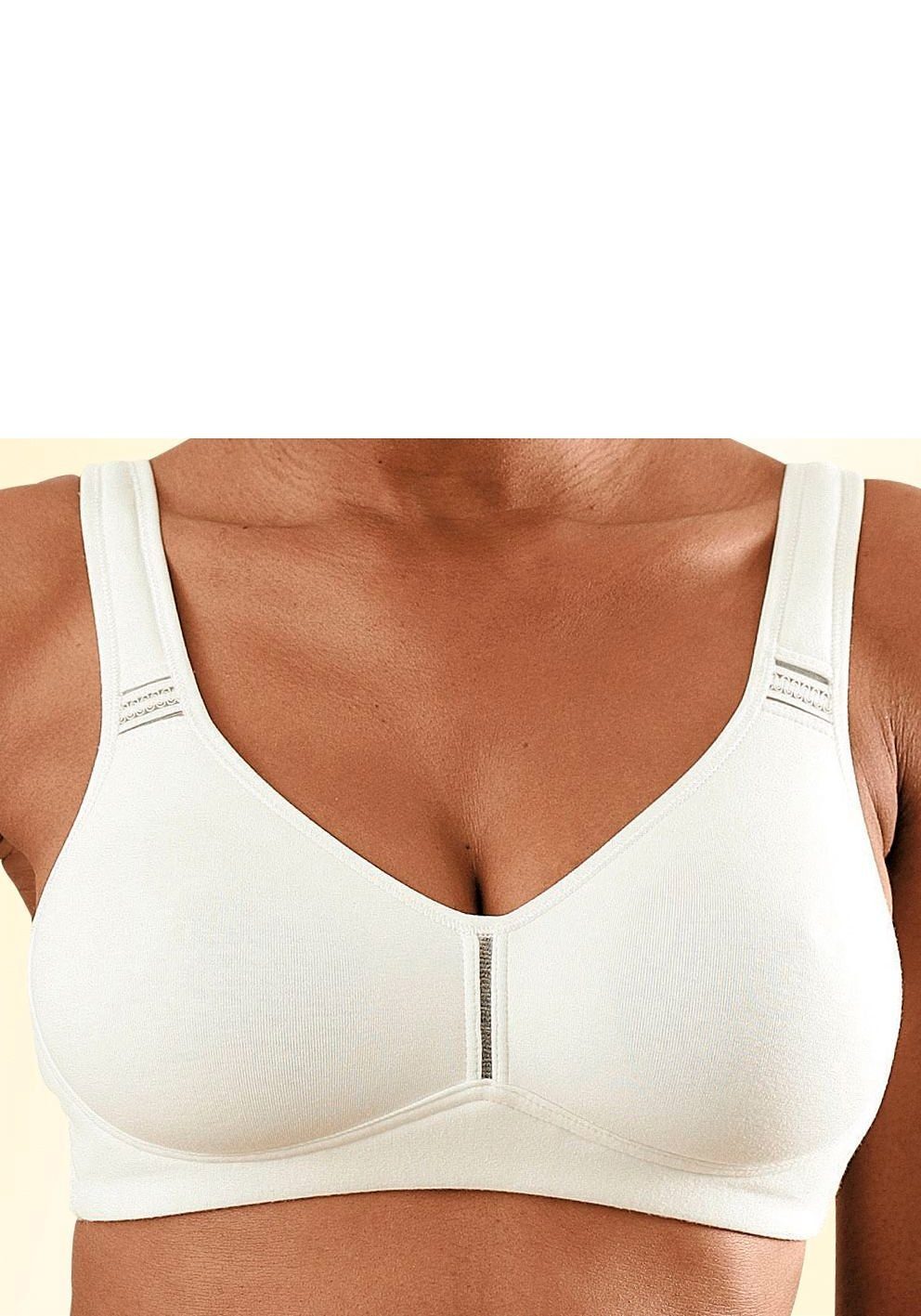 petite fleur by Lascana T-Shirt-BH, BH ohne Bügel, Baumwoll-BH, Soft-BH (Packung, 2 Stück) mit breiten Trägern, große Größen, bequemer BH – Bild 4 von 5