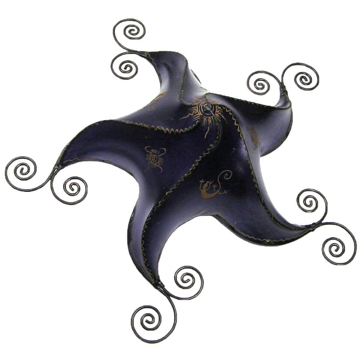 SIMANDRA Лампыschirm Orientalische marokkanische Decken-Lederlampe STERN Gecko Star 70 cm, Lila