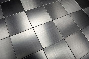 Mosani Aluminium Metall Mosaikfliesen selbstklebende Wandfliesen Wanddekor Klebepaneele, Silber, Spritzwasserbereich geeignet, Küchenrückwand Spritzschutz