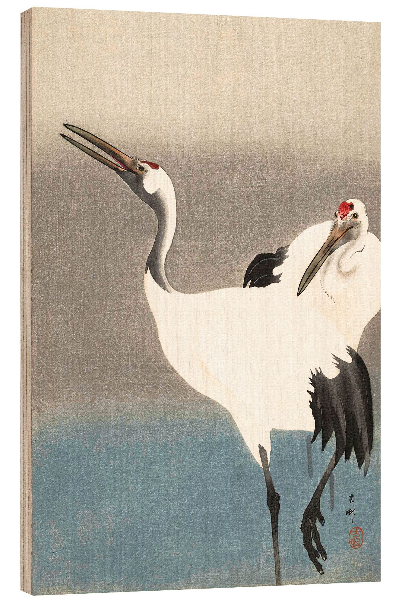 Posterlounge Wandbild Reiherpaar am Ufer des Flusses, Ohara Koson, erhältlich als Poster, Leinwandbild, Wandsticker oder Acrylglasbild