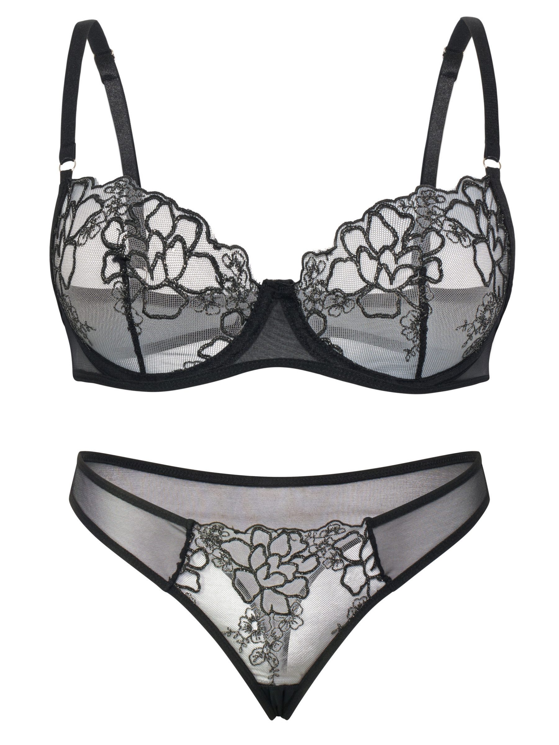 Elegant Love Set: Bügel-BH Besticktes Dessous-Set für Damen: sexy BH und String, Lingerie Set (Set, 2-tlg., mit Tanga) Elegante Unterwäsche, verführerische Reizwäsche, sinnliche Dessous