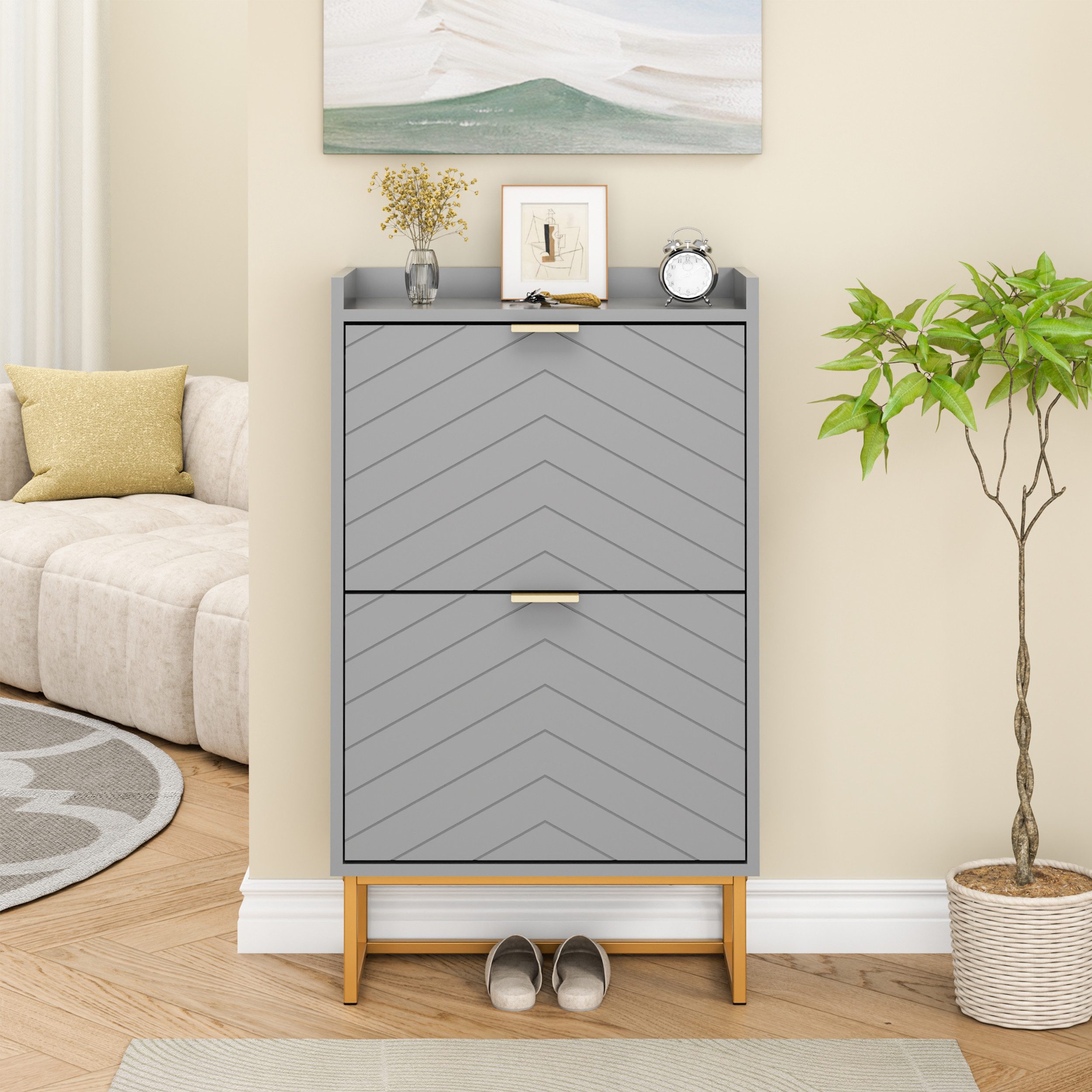 UEV Schuhschrank mit 2 Klappen 49,5x24,2x91cm günstig online kaufen