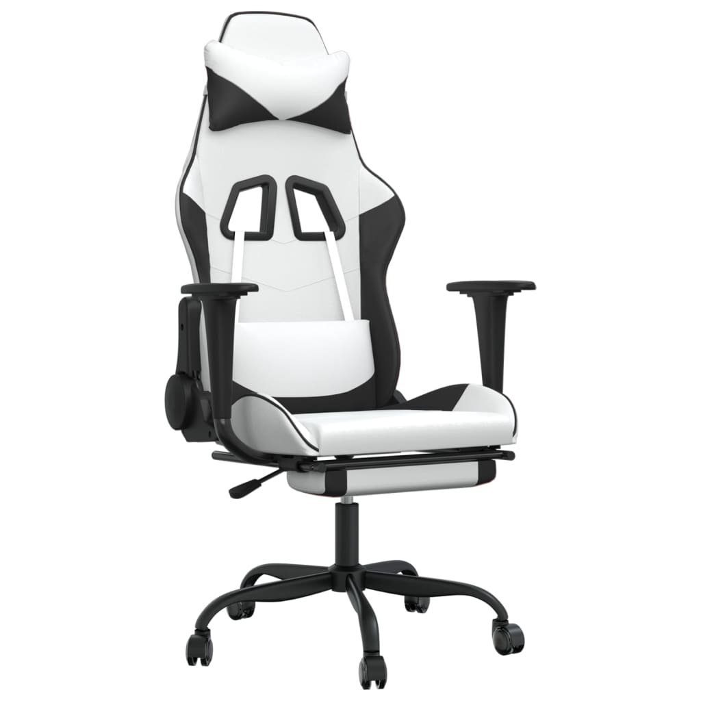 furnicato Gaming-Stuhl mit Fußstütze Weiß (1 und St) Kunstleder Schwarz