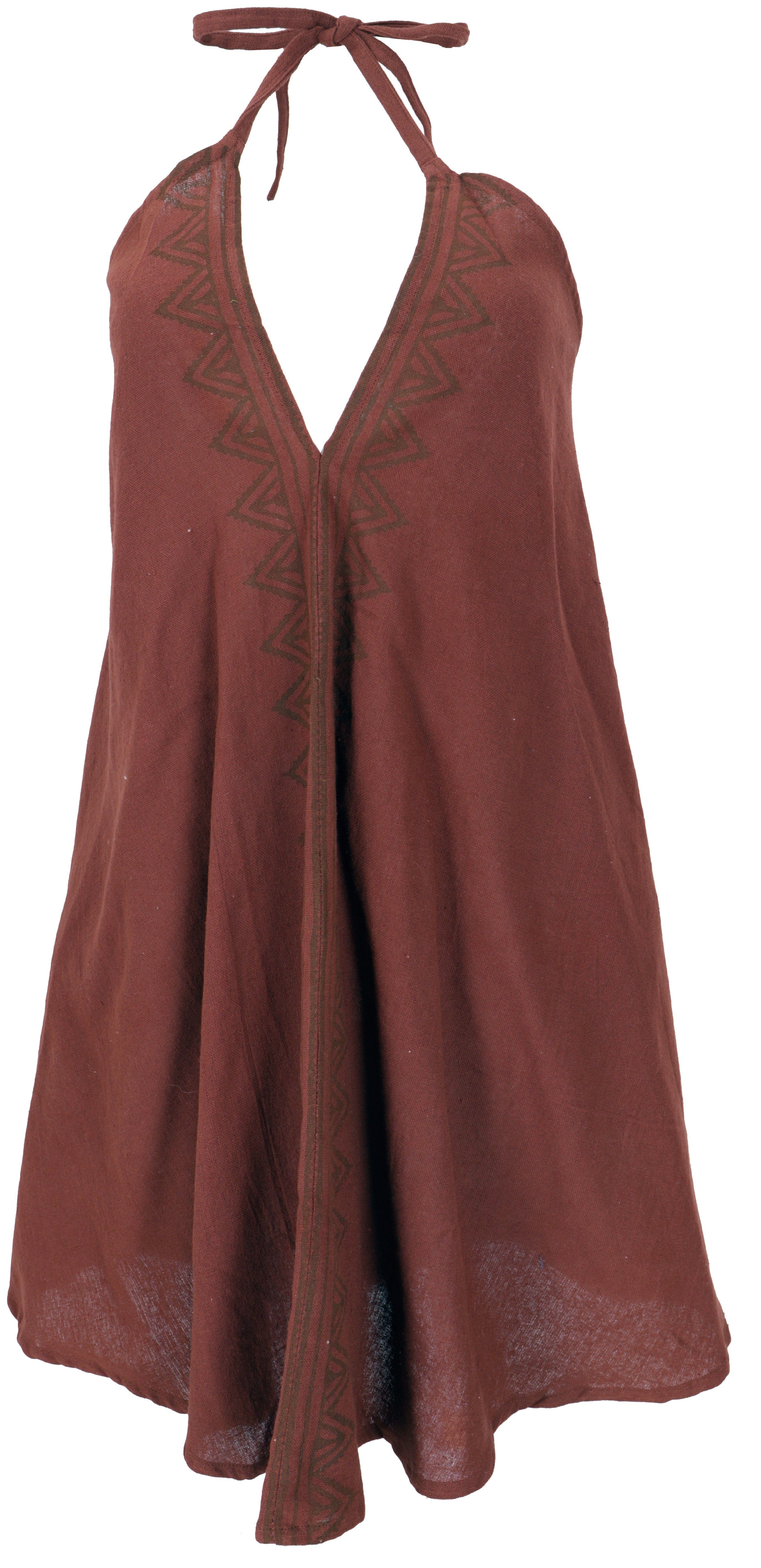 Guru-Shop Midikleid Boho Minikleid, Neckholder Kleid, Longtop -.. alternative Bekleidung rostbraun | Kleider