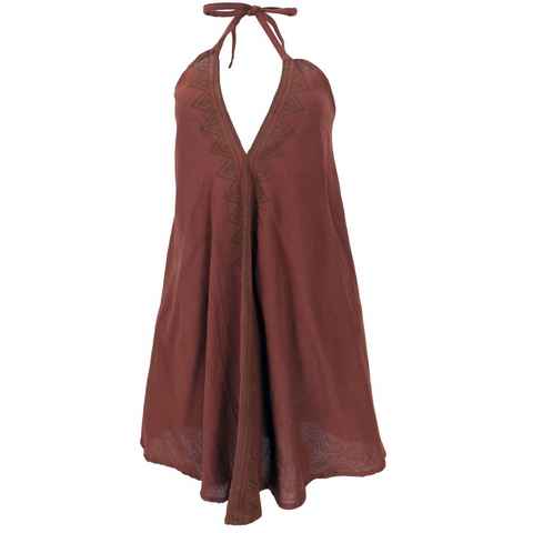 Guru-Shop Midikleid Boho Minikleid, Neckholder Kleid, Longtop -.. alternative Bekleidung