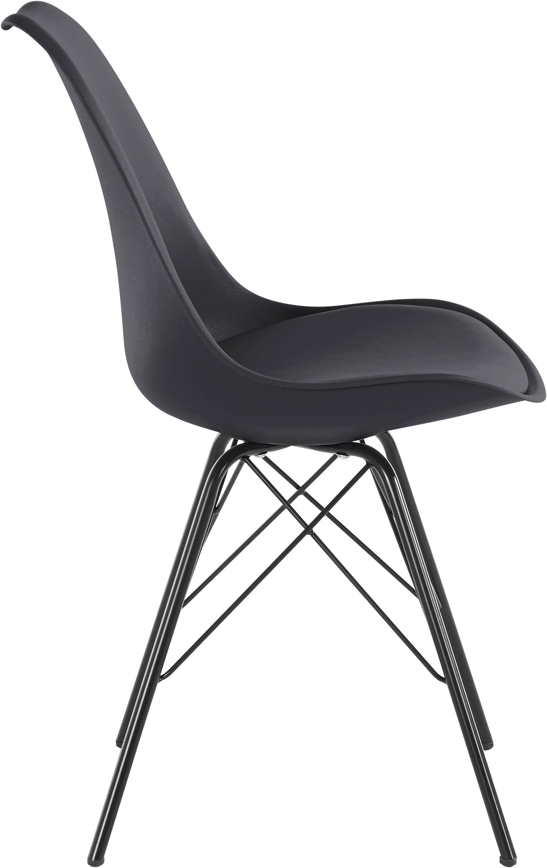 schwarz | schwarz St), mit Kunstleder in Sitzschale 01 4-Fußstuhl Ursel (Set, Sitzkissen 2 Homexperts