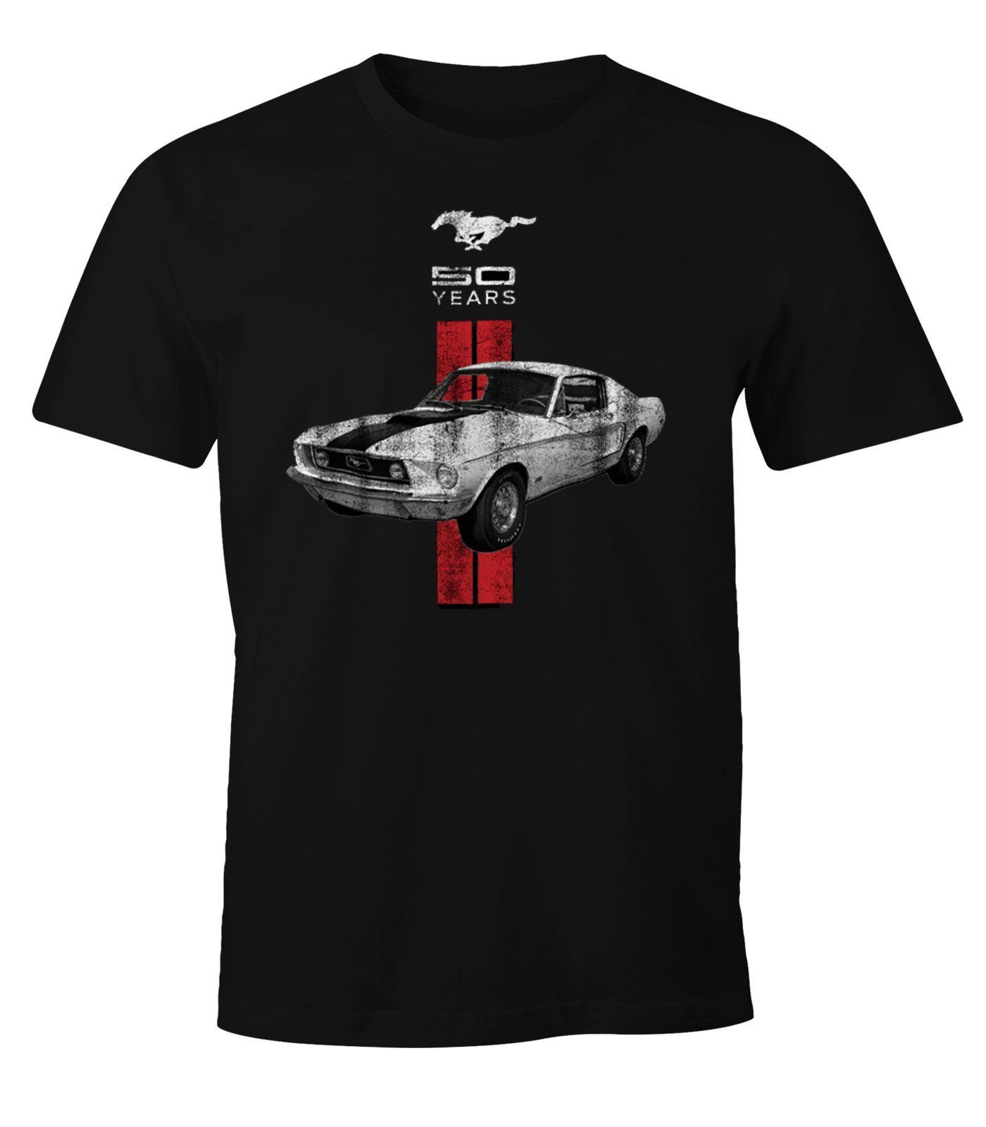 MoonWorks Print-Shirt Herren T-Shirt Ford Mustang 50 Years Moonworks® mit Print