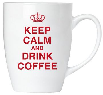 BRUBAKER Tasse Motivtassen "KEEP CALM..." und "OK. ABER...", Keramik, 2er-Set Kaffeebecher in Geschenkpackung mit Grußkarte, Kaffeetassen Geschenkset für Büro Morgenmuffel Becher, Tassen mit Spruch