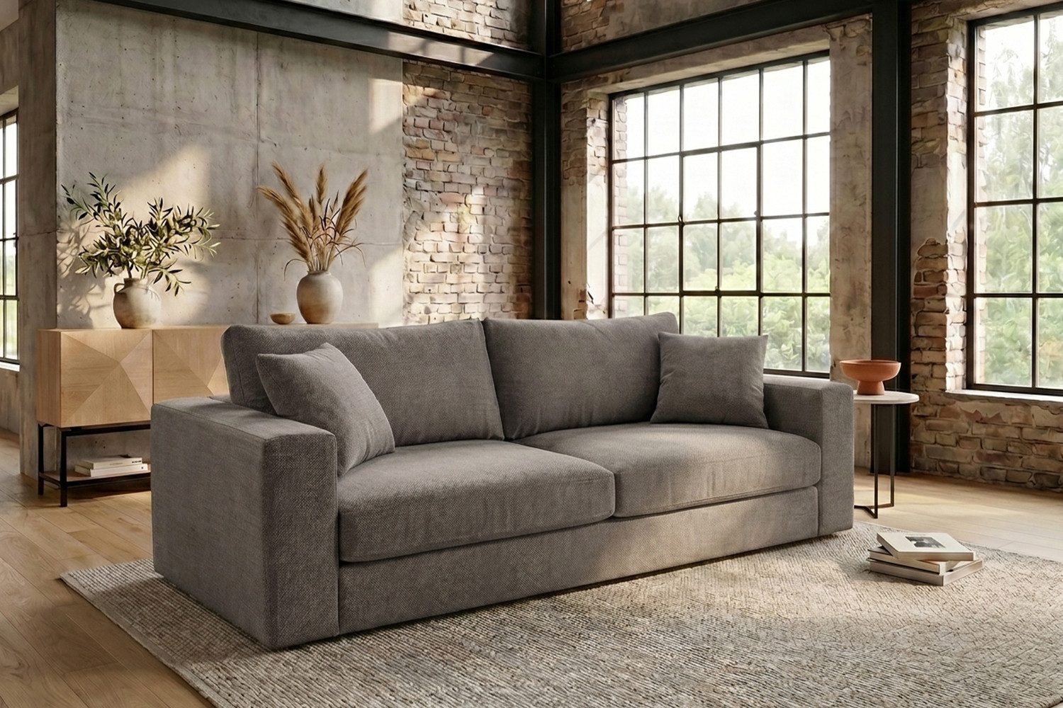 KAWOLA 3-Sitzer AMINA Stoff Couch - Gemütlichkeit - Wohnzimmer Sofa - 3 Sitzer, Modernes Sofa für Drei, hochwertiger Bezug, toller Sitzkomfort