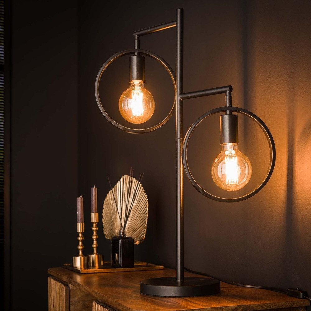 famlights Tischleuchte famlights, Tischleuchte Idris in Altsilber E27 2-flammig