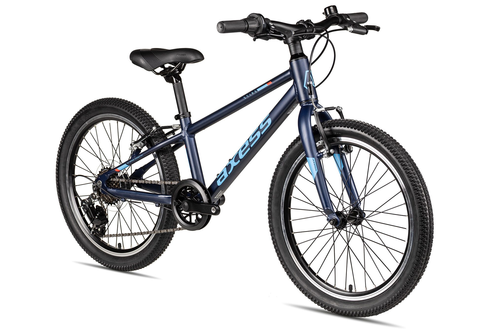 Axess Kinderfahrrad Stipe 20, 7 Gang Shimano Tourney RD-TY201 Schaltwerk, Kettenschaltung, leichter Aluminiumrahmen blau