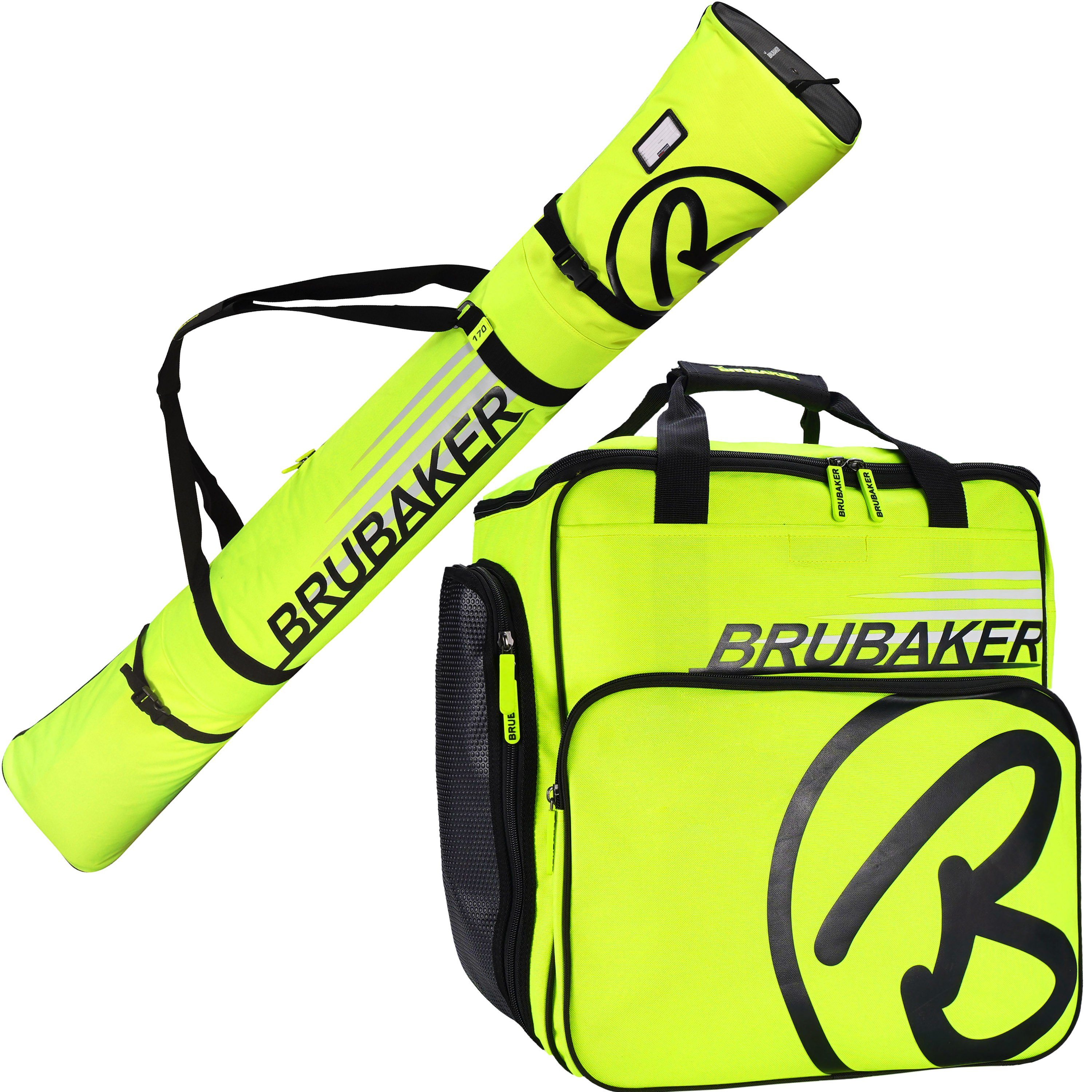 Kombi Set Skisack Skischuhtasche Sporttasche für reißfest Carver und Paar BRUBAKER 1 (2-tlg., Champion nässeabweisend), Ski und