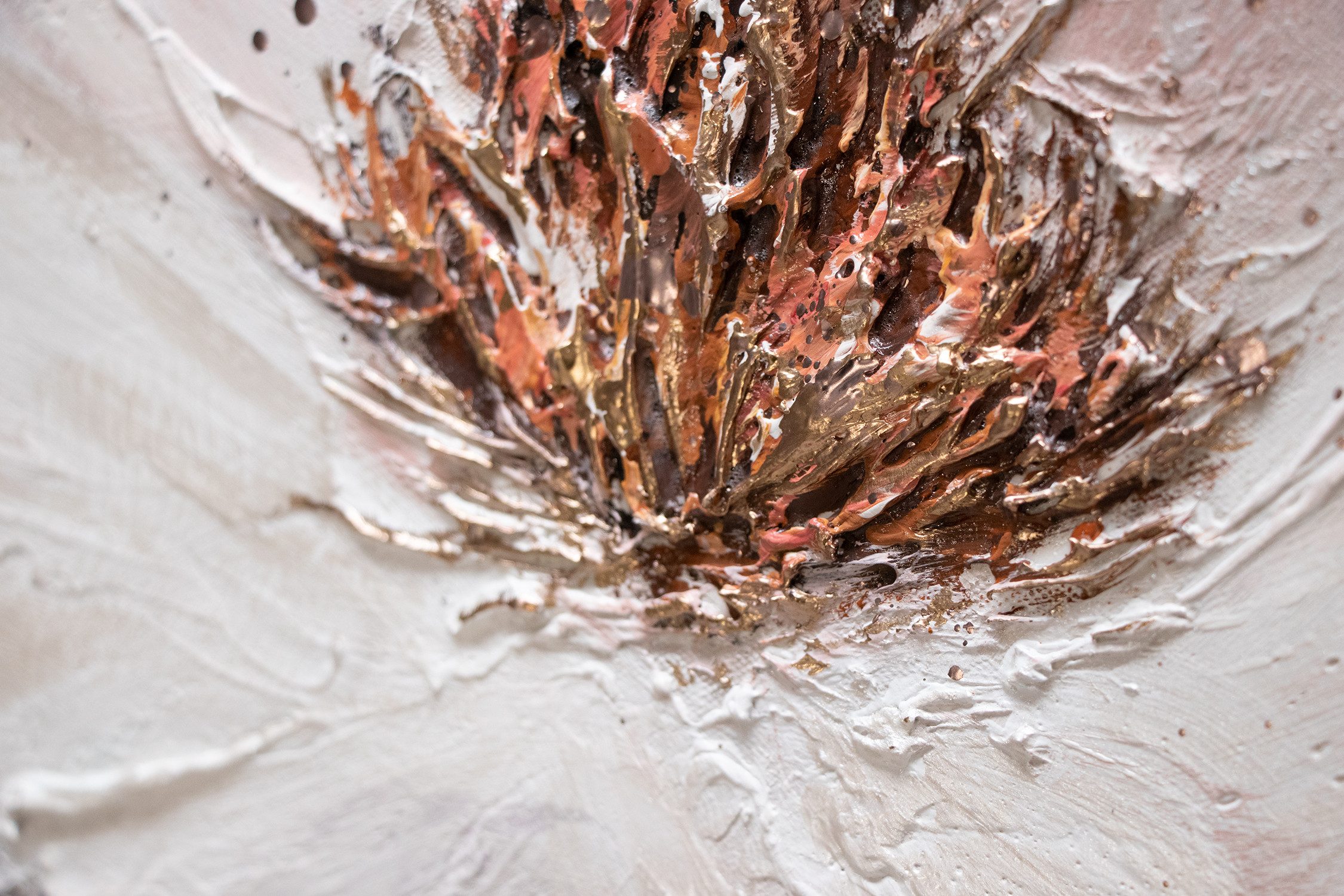 YS-Art Gemälde Zärtlichkeit, Blumen, Zarte Blumen Leinwand Bild Handgemalt in Beige
