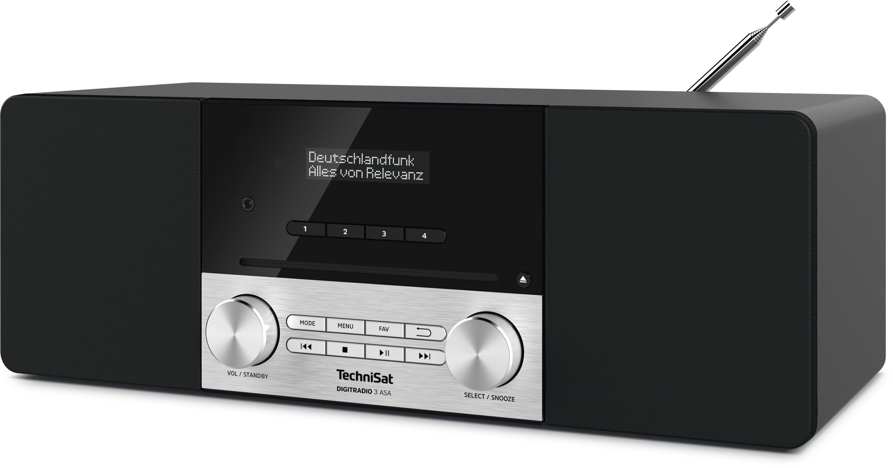 TechniSat DIGITRADIO 3 ASA Digitalradio (DAB) (Digitalradio (DAB), FM-Tuner mit RDS, 20 W, CD-Player, Bluetooth, Automatic Safety Alert Funktion)