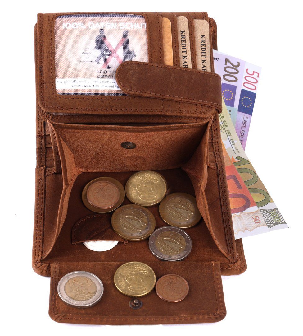 Geldbörse Schutz RFID Geldbörse Leder mit SHG Münzfach Männerbörse Geldbeutel Portemonnaie Lederbörse Herren Kreditkarten, Brieftasche