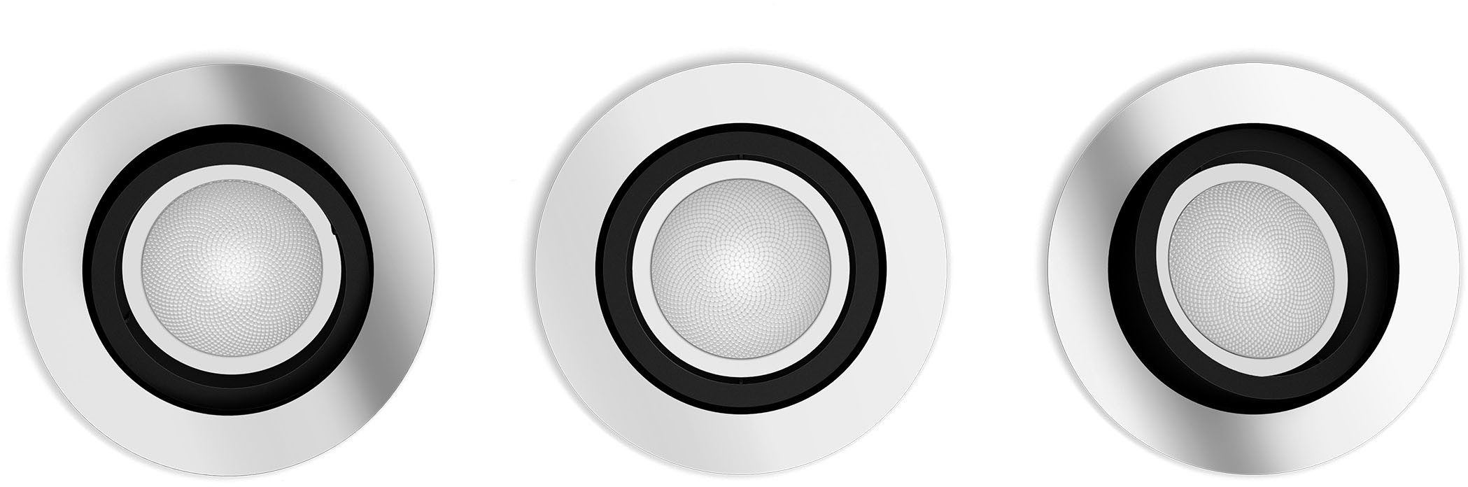 Philips Hue LED Einbauleuchte White & Color Ambiance Centura Einbauspot 3er Pack rund, Abschaltautomatik, Bluetooth, CCT - über Fernbedienung, Dimmfunktion, Farbsteuerung, Farbwechsel, Leuchtdauer einstellbar, Memoryfunktion, Nachtlichtfunktion, RGB, Smart Home, Timerfunktion, dimmbar über Fernbedienung, erweiterbar, mehrere Helligkeitsstufen, LED wechselbar, RGB