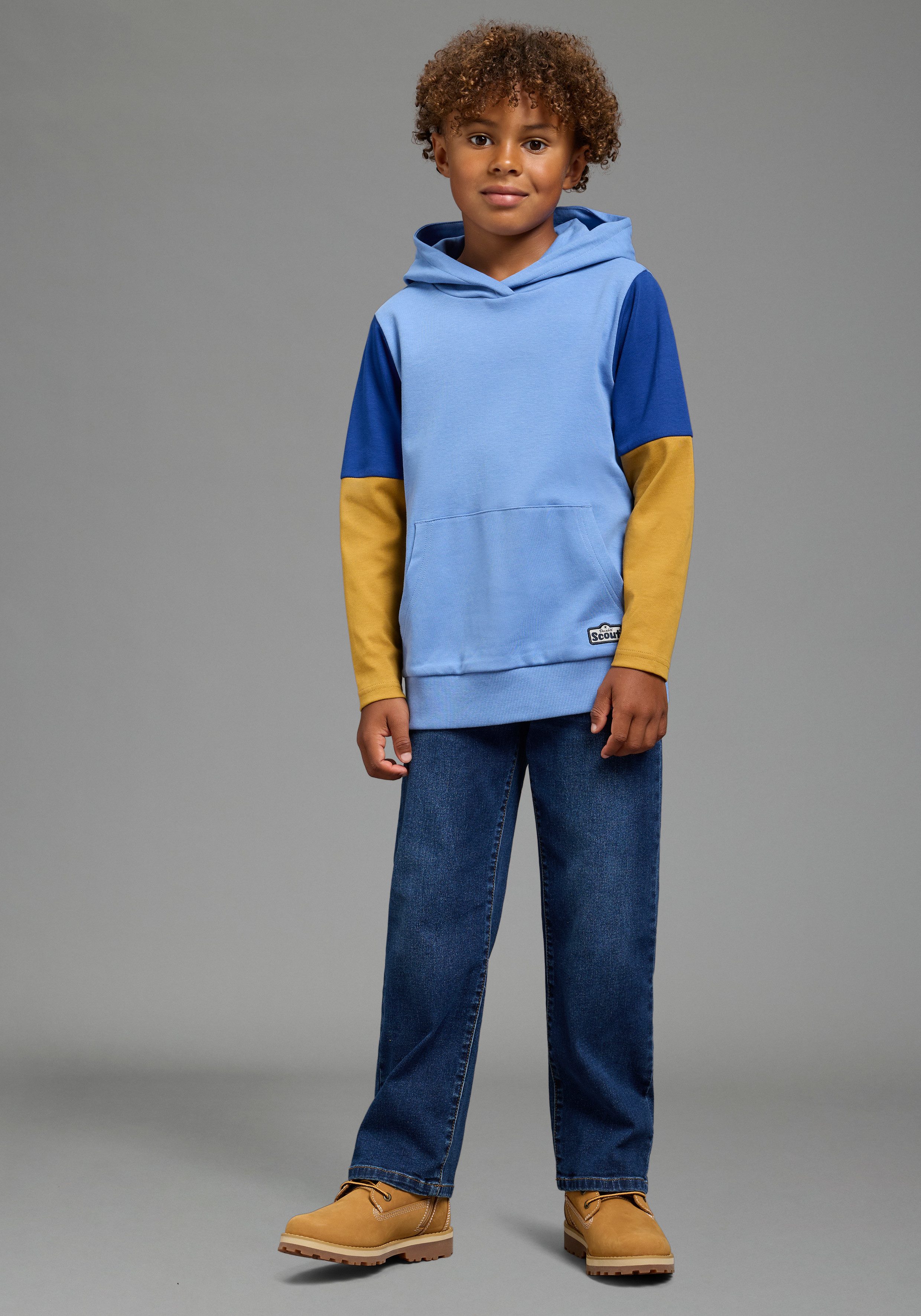 Scout Kapuzenshirt Shirt in colorblocking Design - NEU von SCOUT Kapuzenshirt mit kontrastfarbigen Ärmeln, mit Kängurutasche – Bild 4 von 5