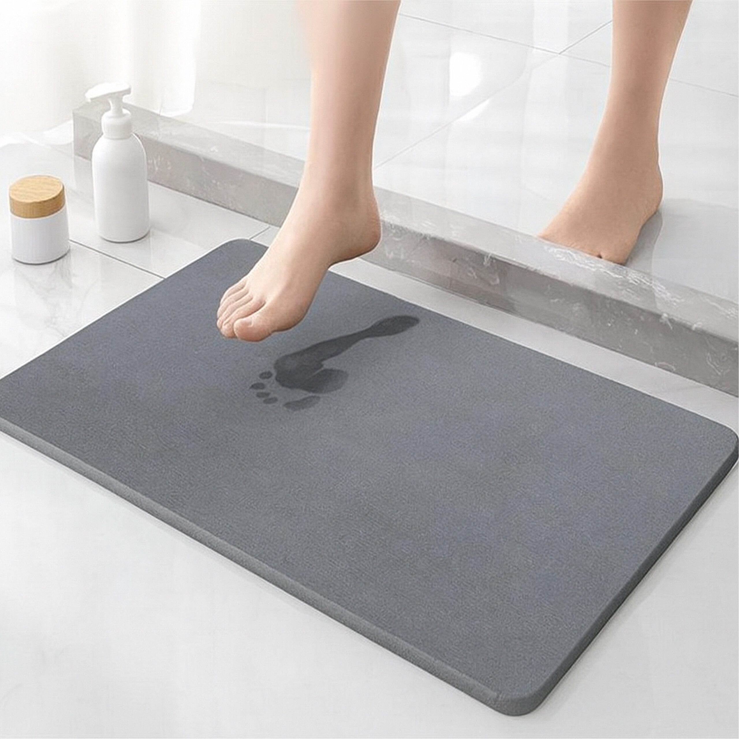 relaxdays Badematte Kieselgur, Höhe 10 mm, rutschhemmende Unterlage, schnel günstig online kaufen