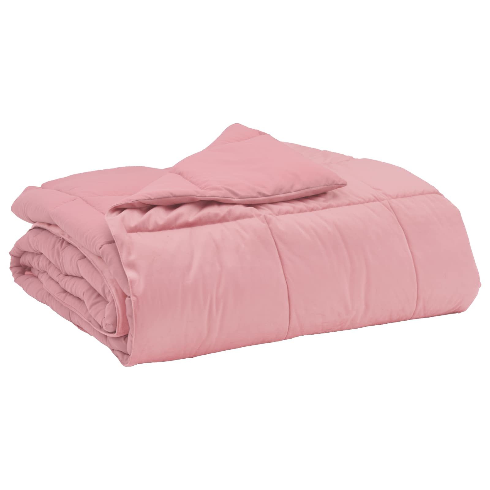 vidaXL Baumwollbettdecke Ganzjahresbettdecke Gepolstert Rosa 135 x 200 cm Mikrofaser, Bezug: Mikrofaser