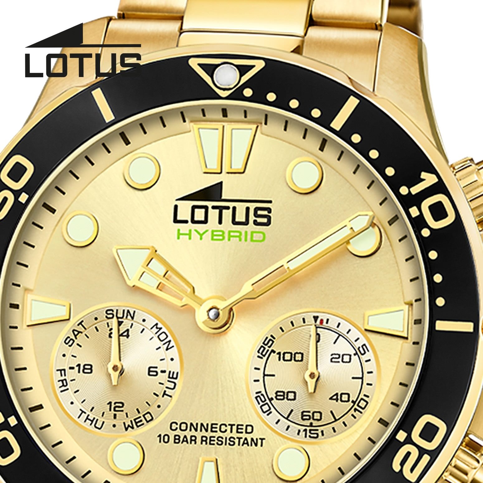 Lotus Chronograph Lotus Herrenuhr Edelstahl gold Lotus, (Chronograph), Herren Armbanduhr rund, groß (ca. 44,5mm), Edelstahl