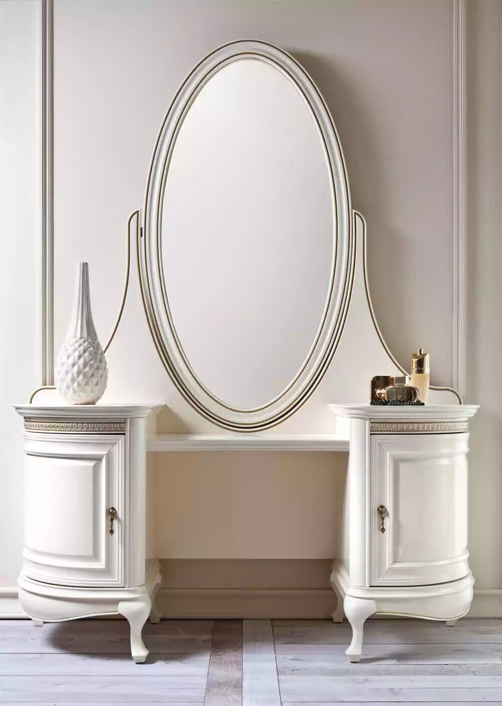 Modern Schminktisch), Luxusmöbel JVmoebel in Spiegel Holz Made Schlafzimmer Weiß Schminktisch Schminktisch (1-St., Europe