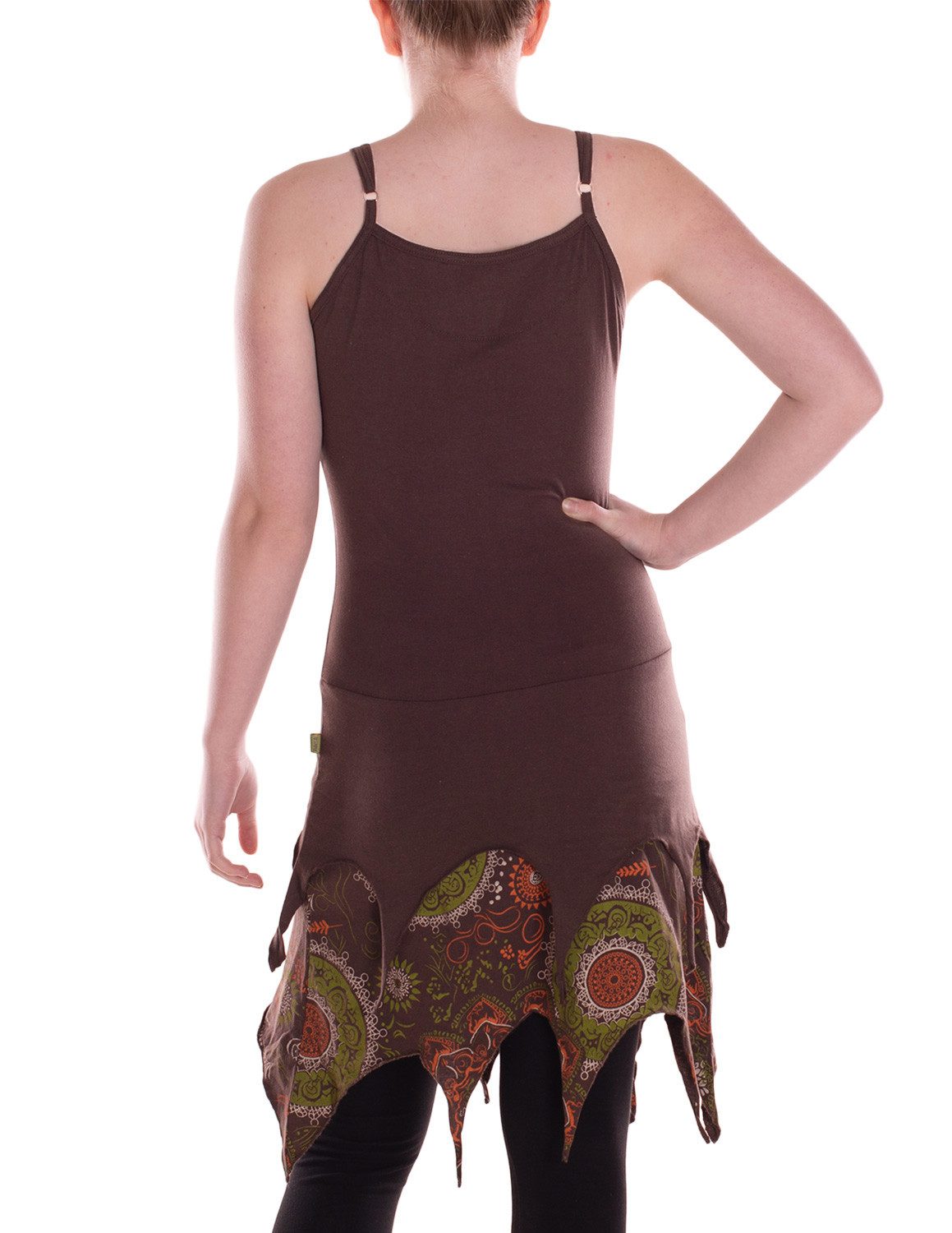 Vishes Zipfelkleid Damen Kleid Baumwolle Paisley asymmetrisch Spaghetti-Träger Alternative Bekleidung, Ethno, Hippie, Retro Style
