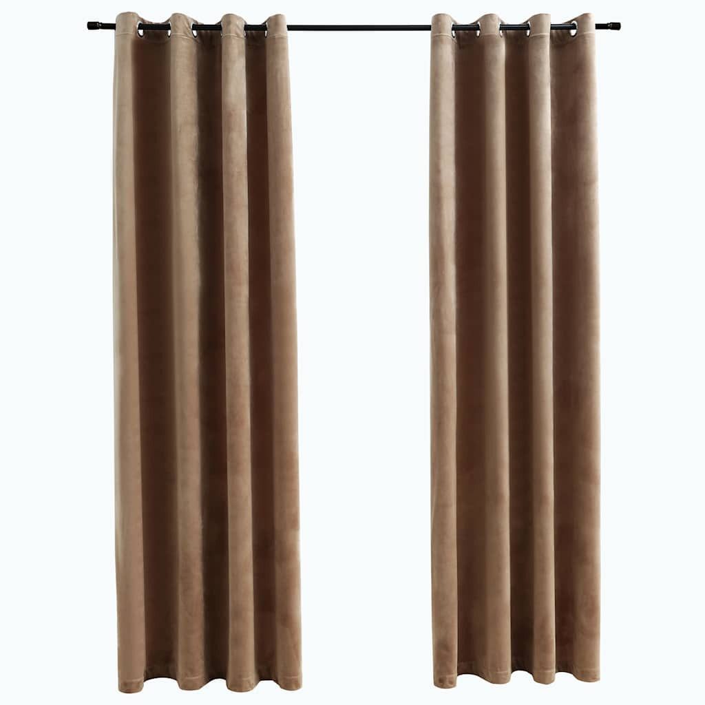 vidaXL Vorhang 134825 Blackout Curtains with Rings 2 pcs Beige 54"x63" Velvet (US on (2 St)
