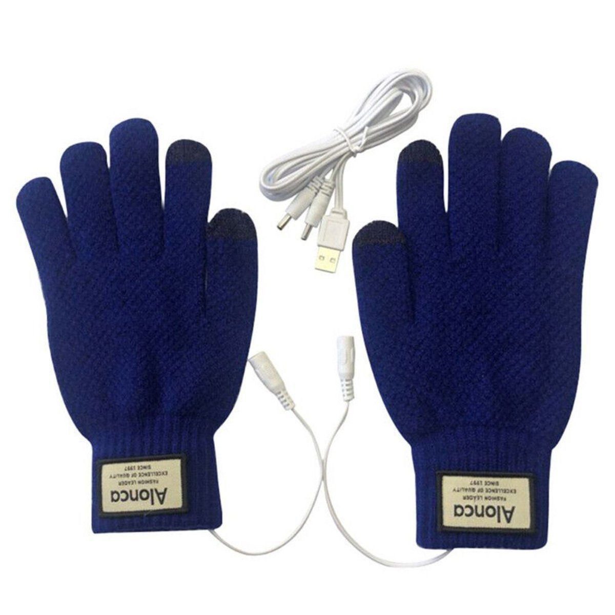 Strickhandschuhe Winter-Arbeitshandschuhe USB-wiederaufladbare AUKUU blau Lederhandschuhe Sporthandschuhe