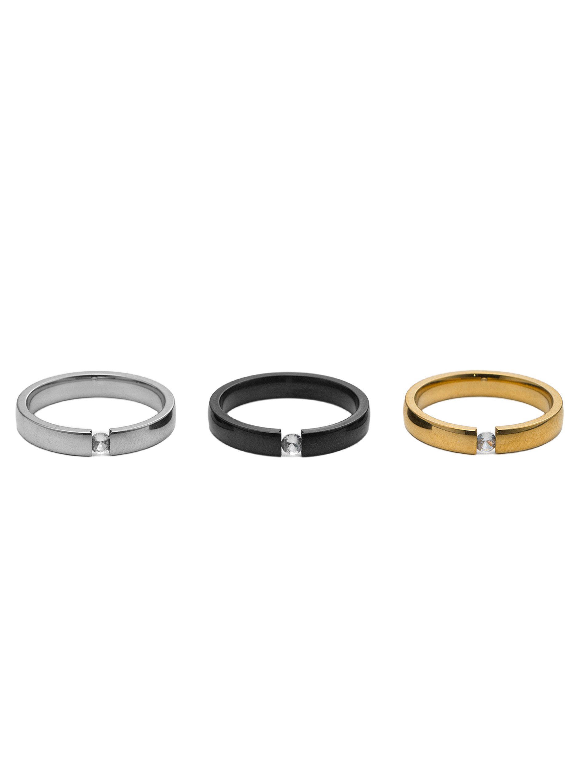 Aniston JEWELRY & WATCHES Ring-Set Multipack Schmuck Geschenk Edelstahl Damenringe Solitär, Made in Germany - mit Zirkonia (synth)