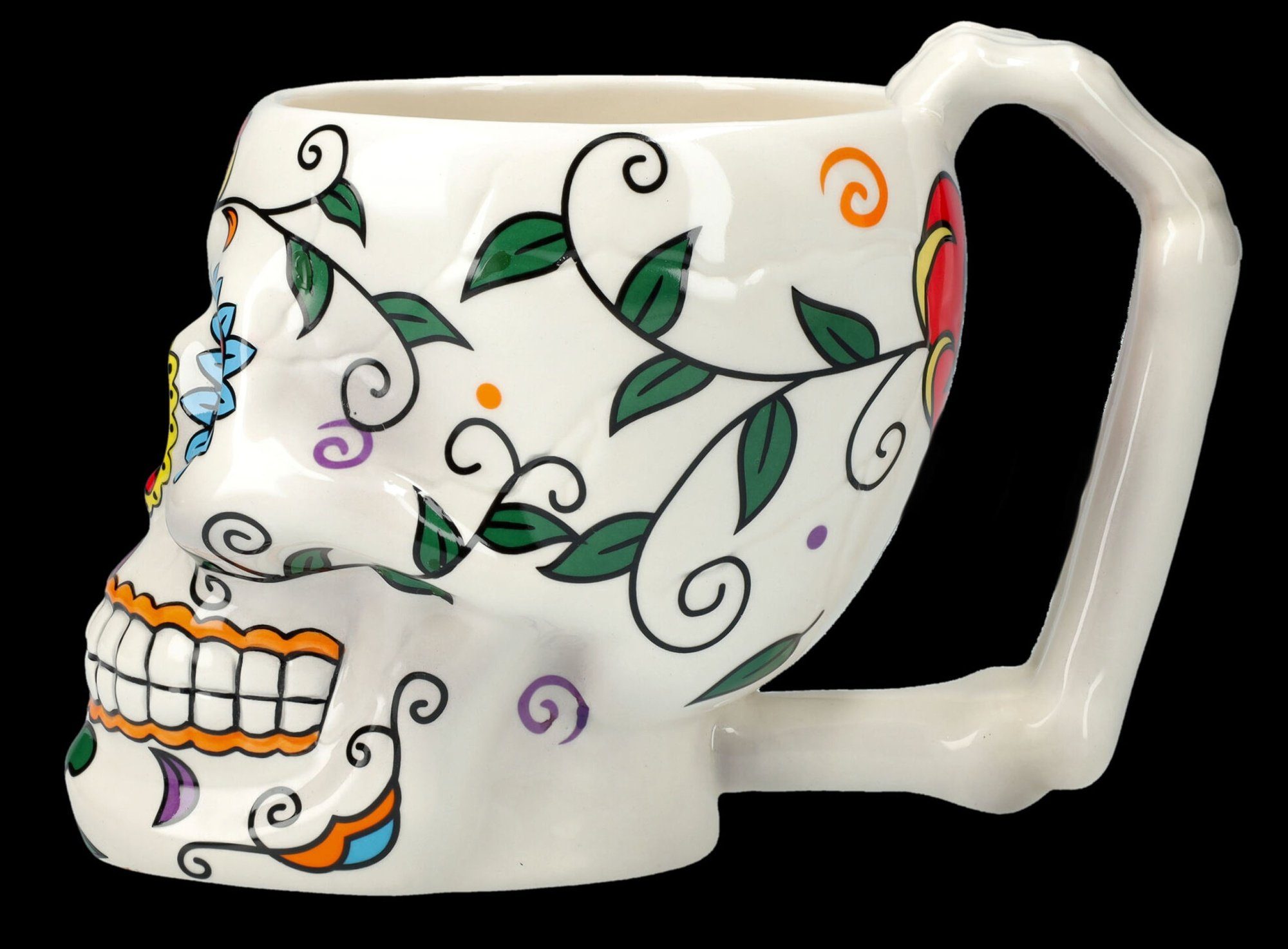 Figuren Shop GmbH Tasse Tasse Totenkopf - Day of the Dead - Gothic Teetasse Kaffeetasse Deko, Keramik
