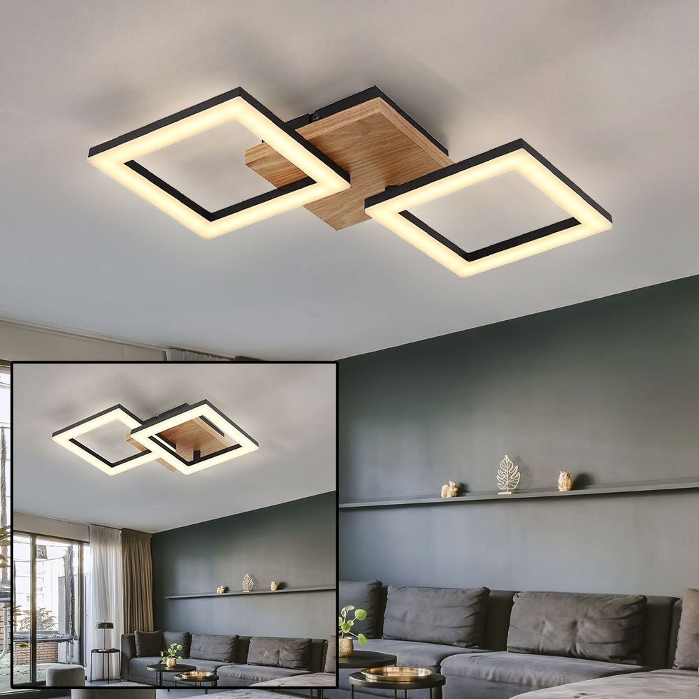 etc-shop LED Deckenleuchte, LED-Leuchtmittel Wohnzimmerlampe Deckenleuchte Lampe schwarz modern Metall fest verbaut, Warmweiß