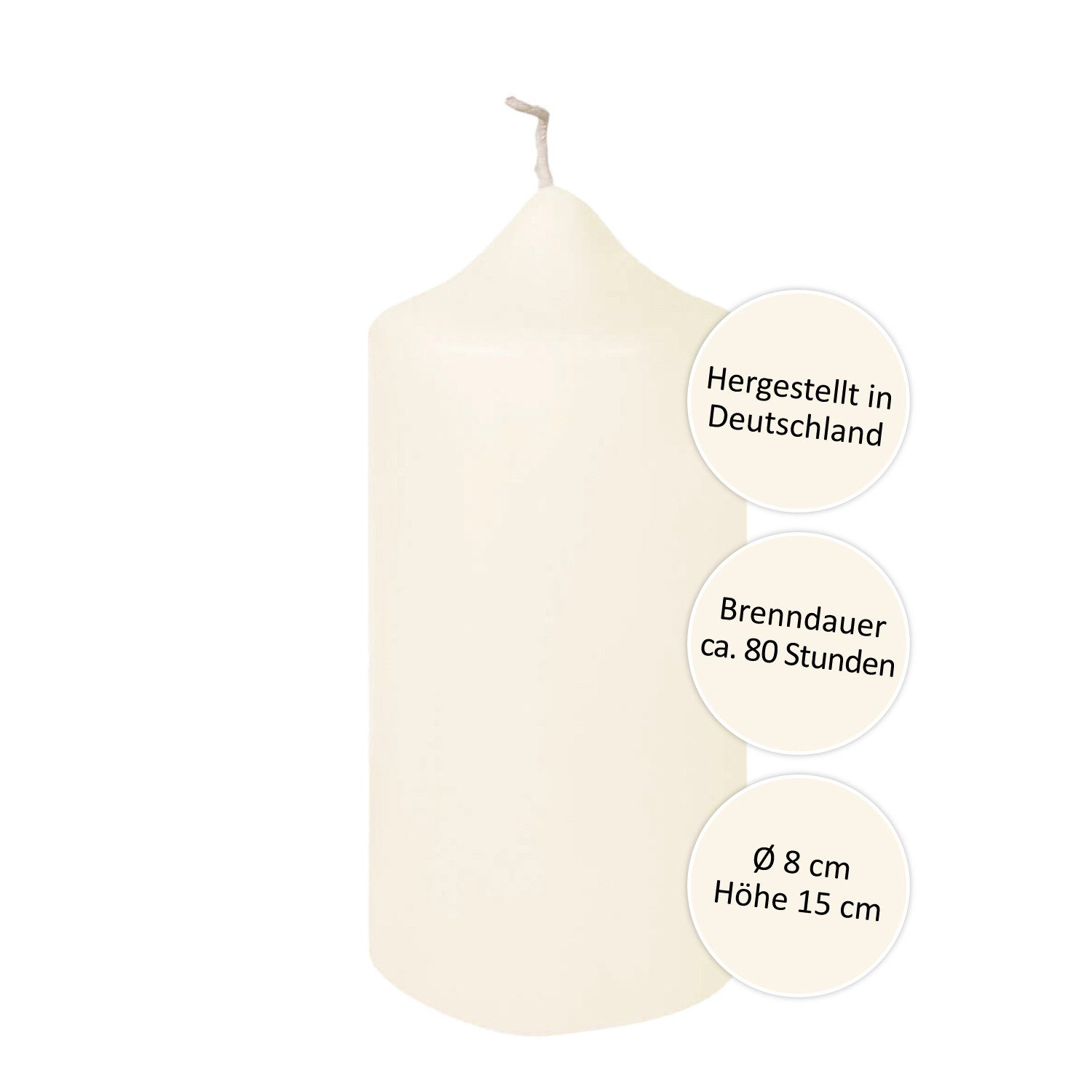 Fink Stumpenkerze FINK Stumpenkerze Candle - creme - H. 15cm x B. 8cm x D. 8cm (1 Stück)