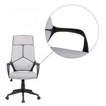 möbelando Bürostuhl Bürostuhl Stoffbezug Hellgrau Schreibtischstuhl Design Chefsessel, 63 x 129 x 70 cm (B/H/L)