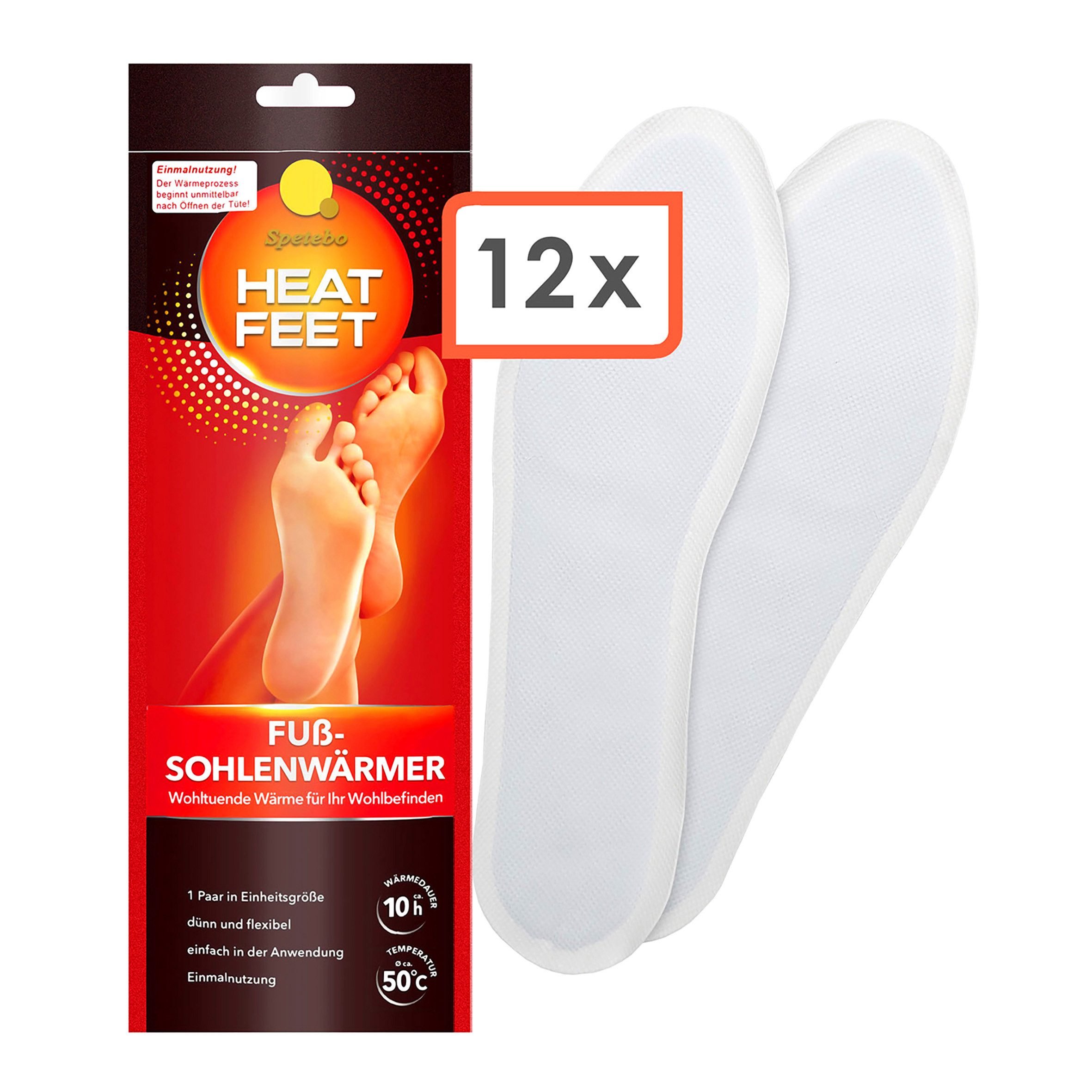 Spetebo Thermosohlen 12 Paar Fußwärmer Einlegesohlen für Schuhe (Set, 12-tlg., 12 Paar), Einmal Sohlenwärmer für 10 Stunden Wärme