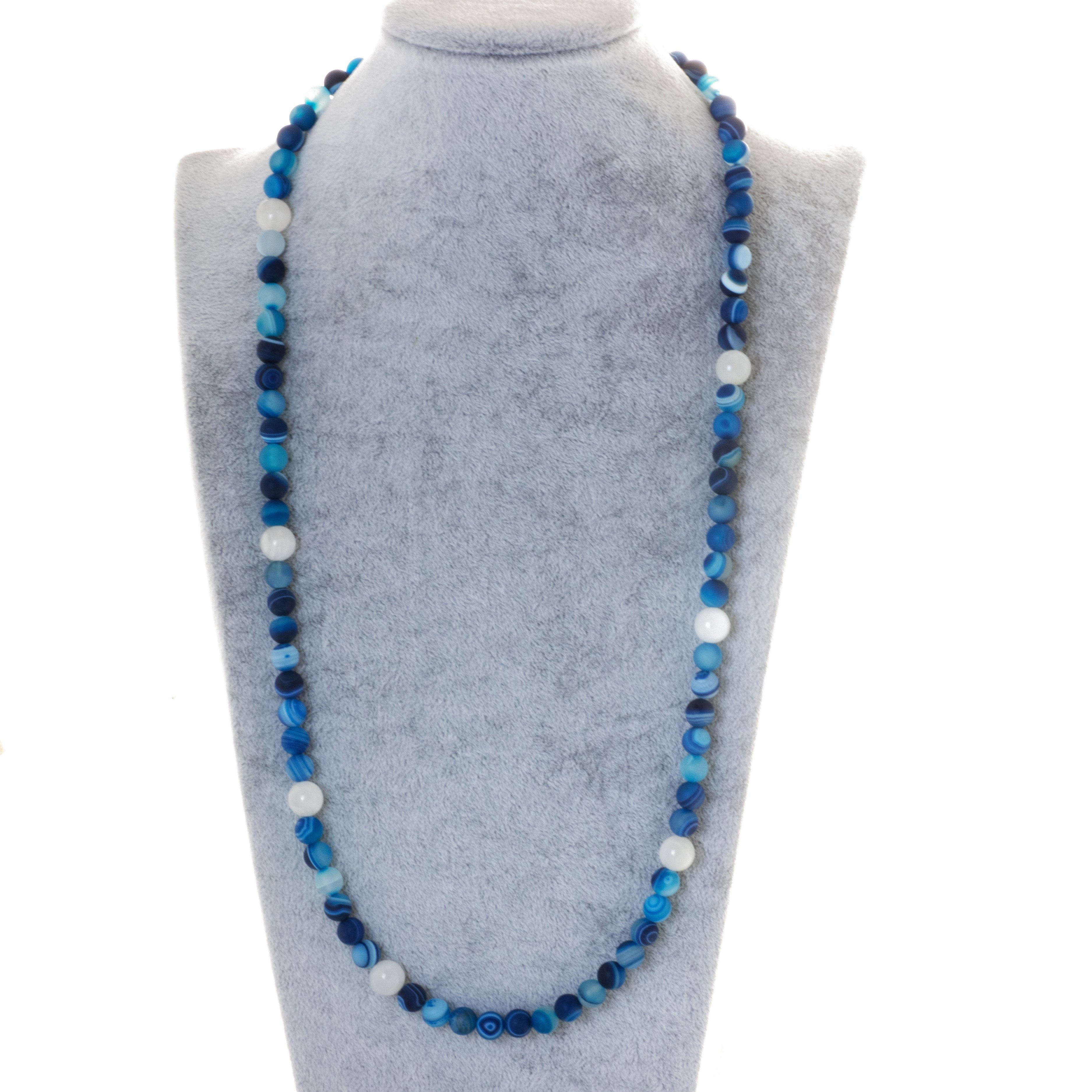 Bella Carina Perlenkette Lange Kette blauer Achat mit Mondstein – Bild 2 von 2