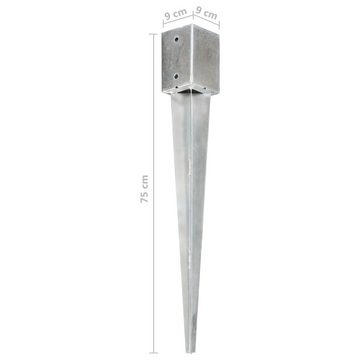 vidaXL Einschlagbodenhülse Erdspieße 2 Stk Silbern 9975 cm Verzinkter Stahl