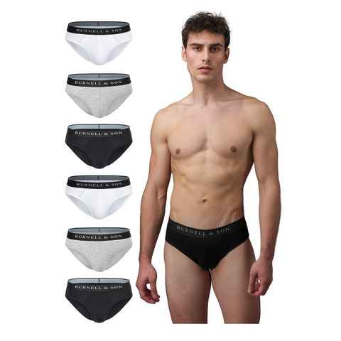 Burnell & Son Slip Herrenslips Unterhosen für Herren (Packung, Set, Spar-Pack, Spar-Packung, 6-St., 6er-Pack) aus Baumwolle mit Komfortbund