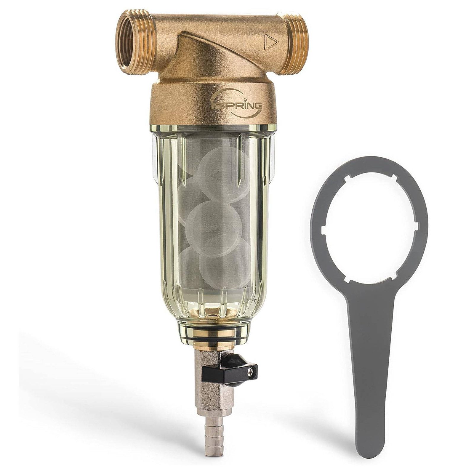 iSpring Wasserfilter WSP50SL Rückspülbarer Sedimentfilter, 50 μm, G1"-3/4"