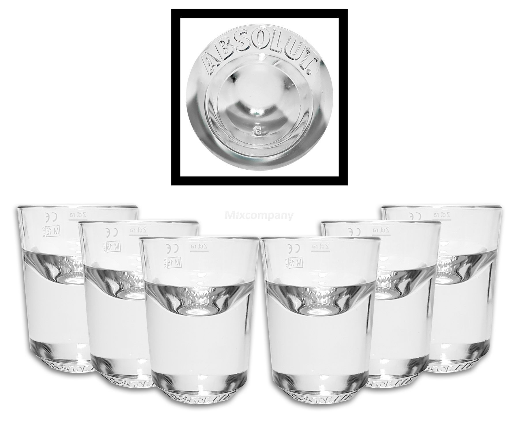 Gläser-Set Absolut Vodka Grcic Shotgläser 2cl geeicht - 6 Stück