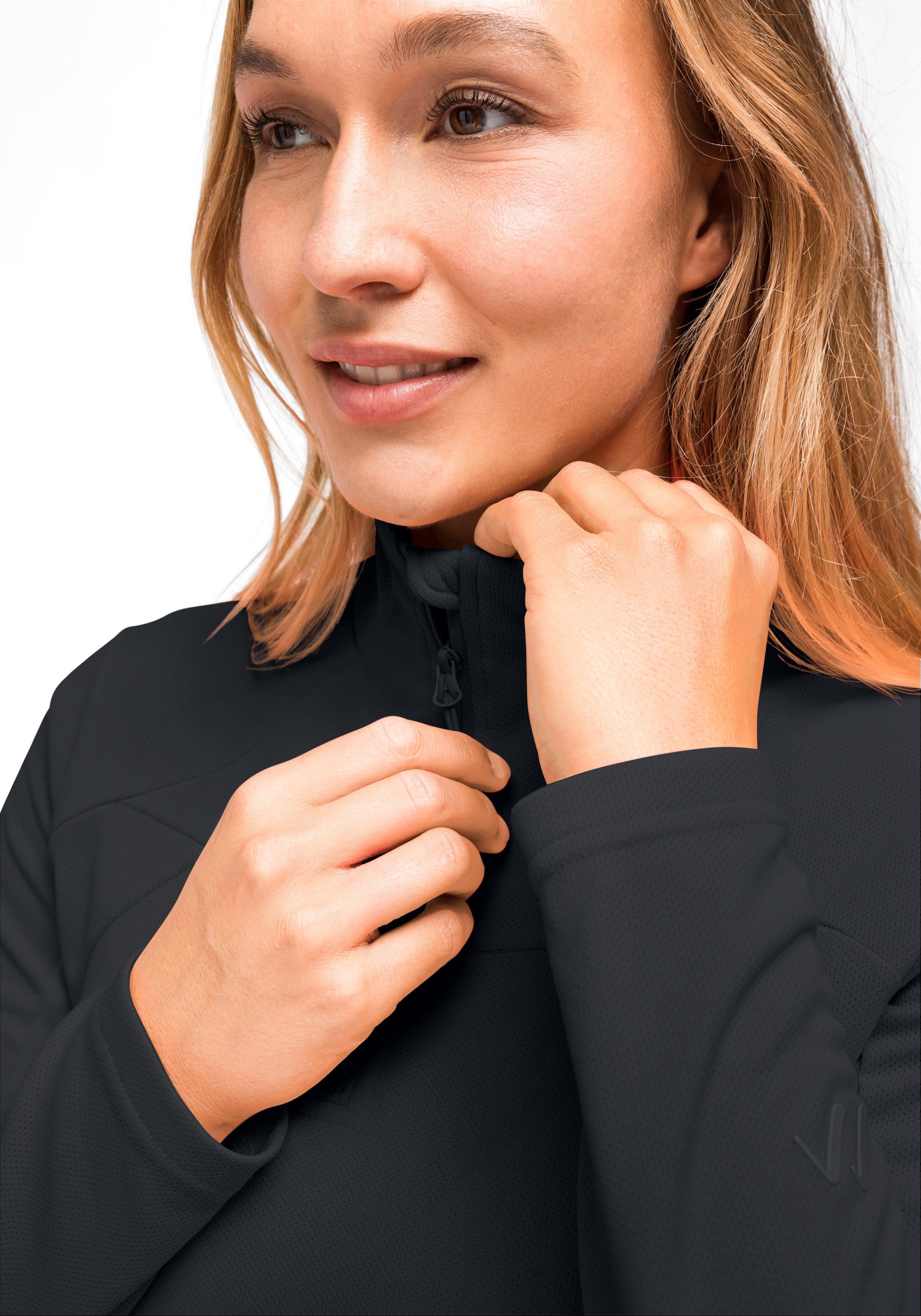 funktionaler Touren schwarz für Bianka Damen Funktionsshirt Maier Sports Outdoor Midlayer und Ausflüge