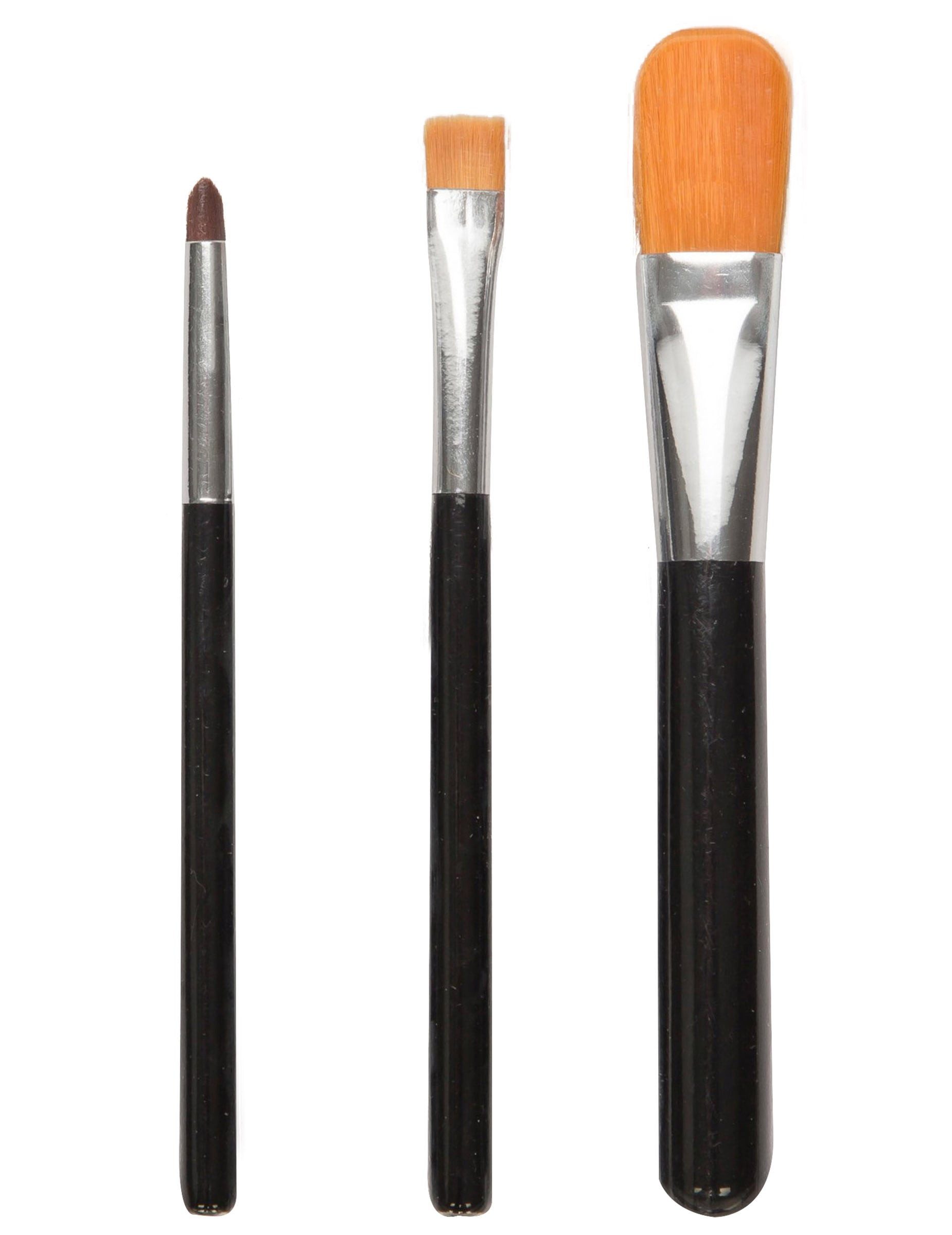 Viving Costumes Kostüm Pinsel-Set Make-up Zubehör 3-teilig schwarz-silberfarben
