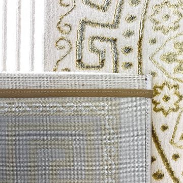 Teppich Orientalischer Designerteppich mit glänzendem Ornament in weiß-gold, Teppich-Traum, rechteckig, Höhe: 8 mm