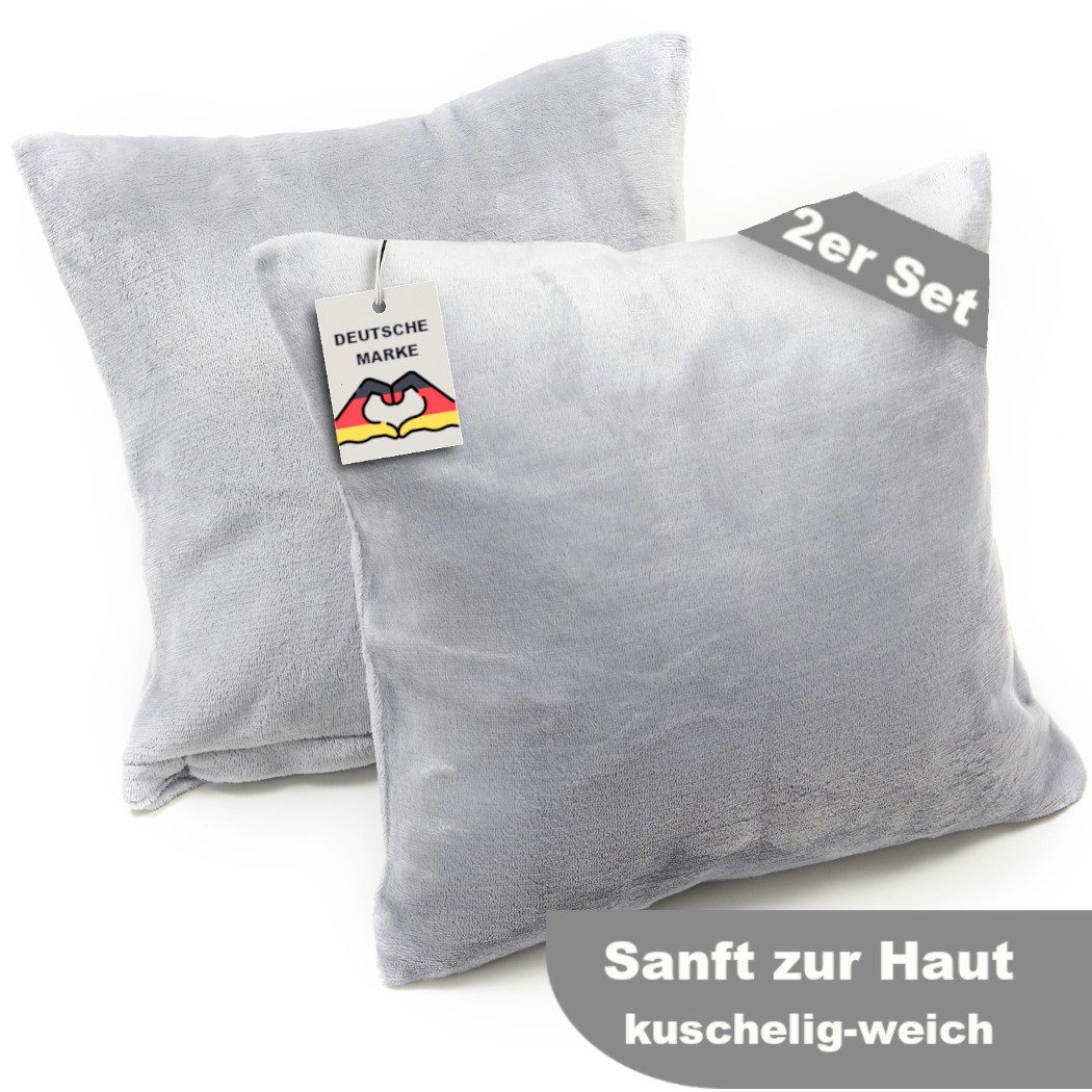 Malika Kissenbezug Cashmere-Touch Fleece, flauschig warm für den Winter, (2 Stück), Kuschelig weicher und warmer Cashmere-Touch