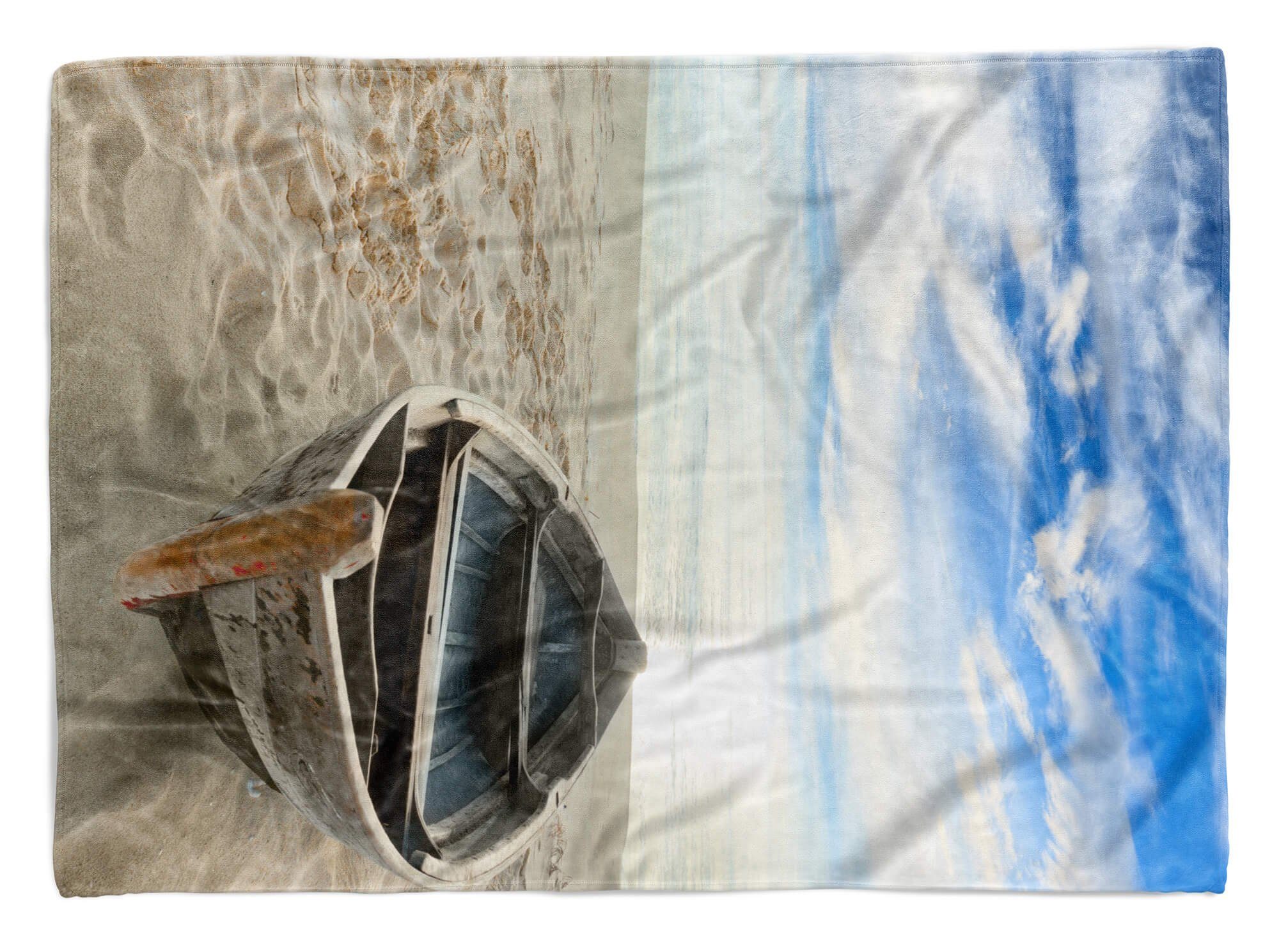 Handtuch (1-St), Saunatuch Handtuch Sinus Kuscheldecke Fotomotiv Fischerboot, Handtücher Baumwolle-Polyester-Mix Strand Art Strandhandtuch mit