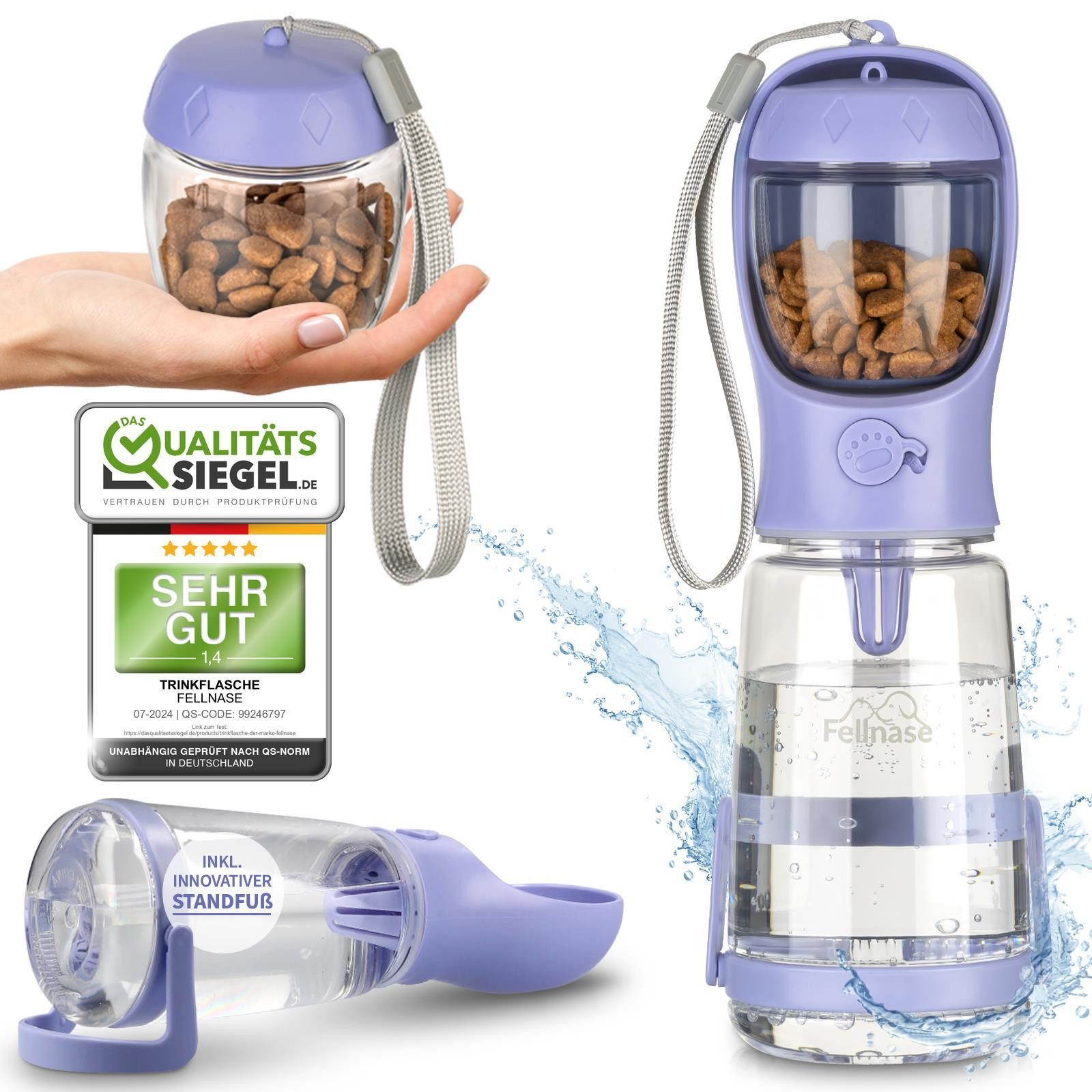 Fellnase Hunde-Futterautomat Hunde Trinkflasche mit Futterbox günstig online kaufen