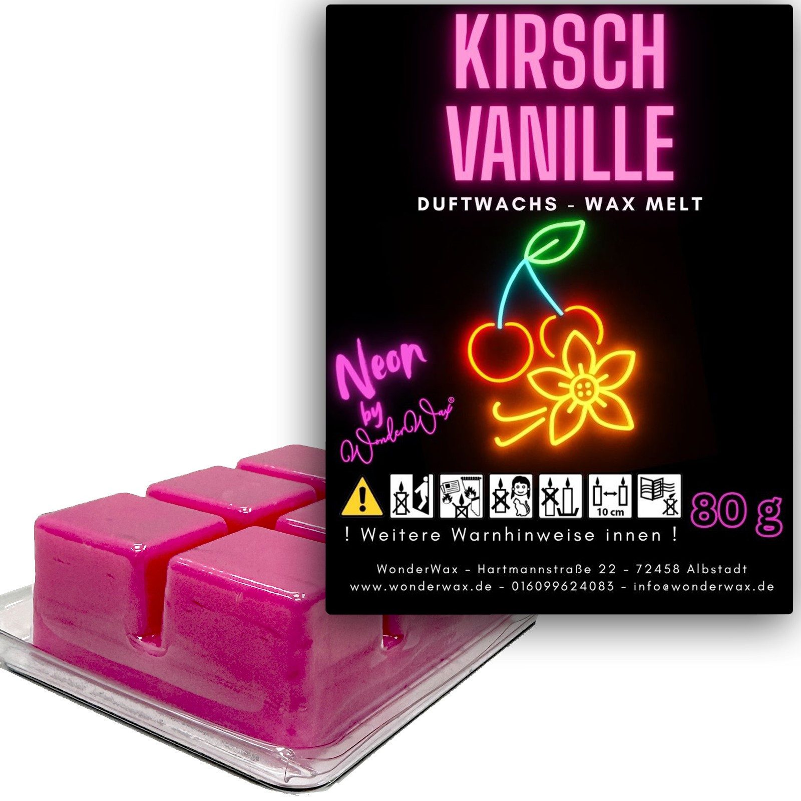 WonderWax Duftwachs WonderWax® Neon Duftwachs 6 Würfel, (Kirsch Vanille), Duftrichtung: Kirsch Vanille