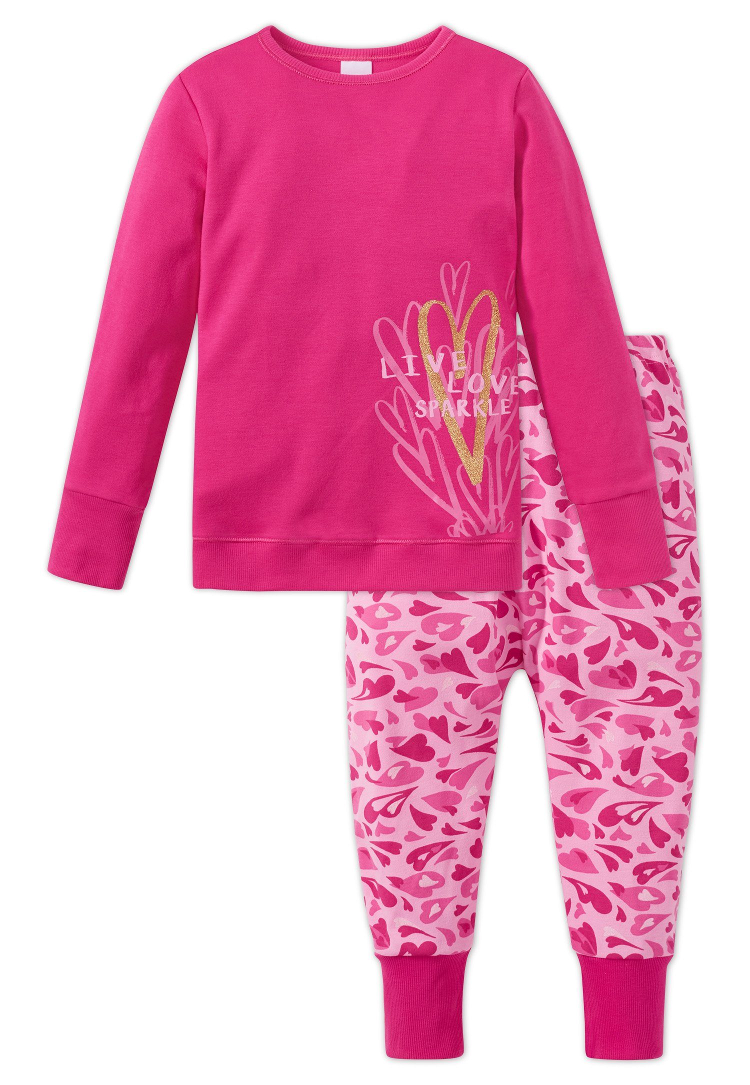 Schiesser Pink lang, Interlock, Schlafanzug Schlafanzug Mädchen 100% Baumwolle Revolution Set) (Set,