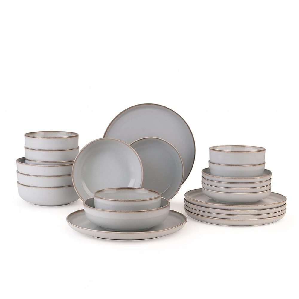 Kütahya Porselen Tafelservice Kütahya Porselen Moderna Geschirrset 24-teilig für 6 Personen Grau, Porzellan