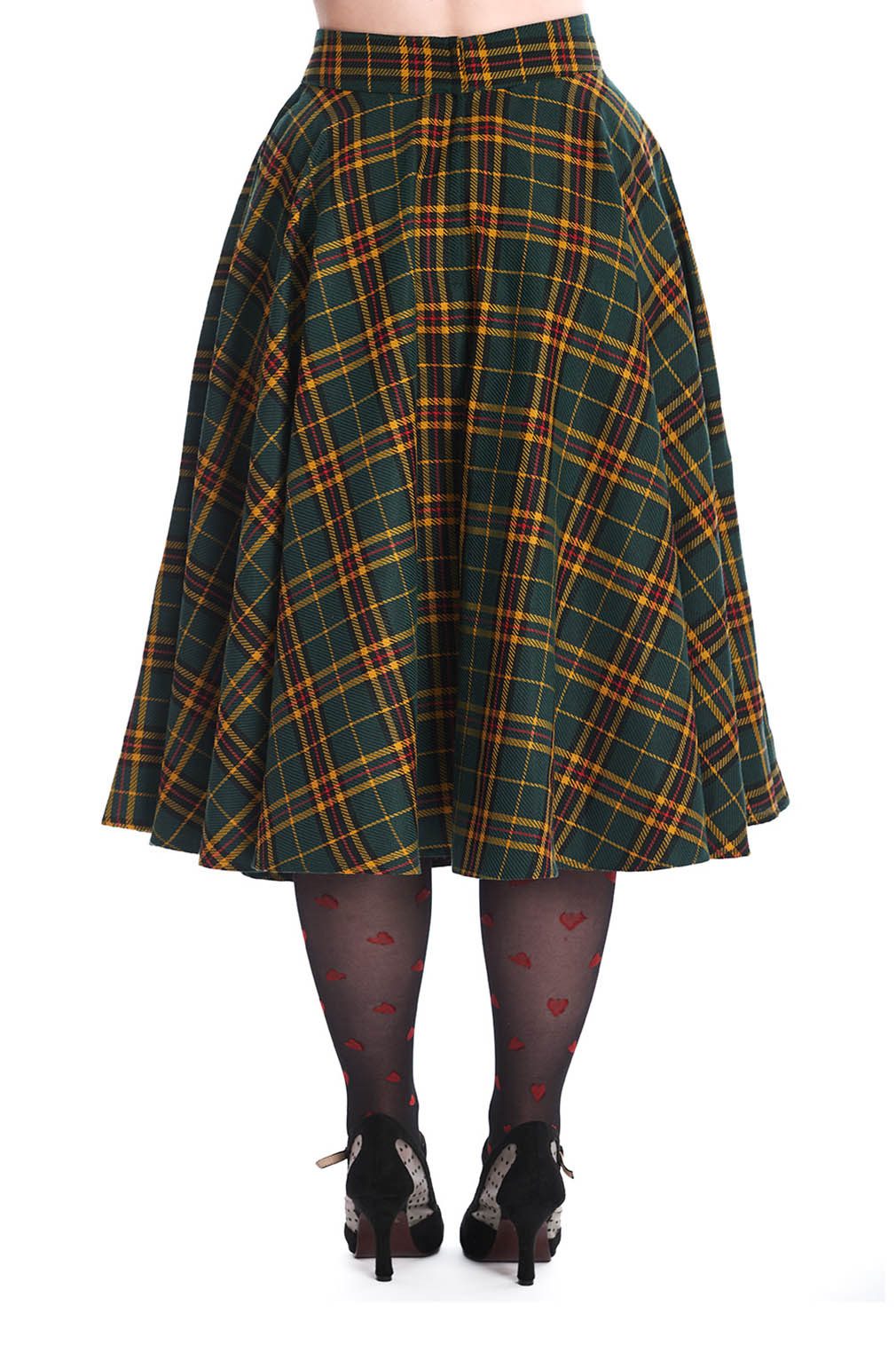 Banned A-Linien-Rock Highland Green Swing Skirt Kariert Tartan Retro Vintage
