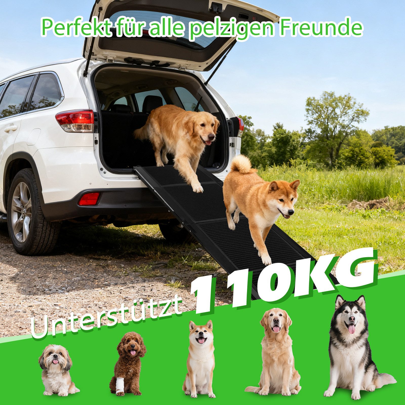 nobleza Hundematte Hunderampe Auto 170 cm Klappbare Treppe aus Metall günstig online kaufen